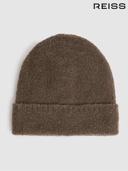 Reiss Taupe Abby Alpaca Blend Bouclé Beanie (E86654) | €95