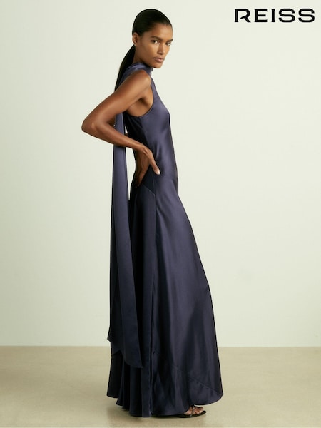 Индиго - Reiss Fae Satin Cape Dress (E86655) | €530