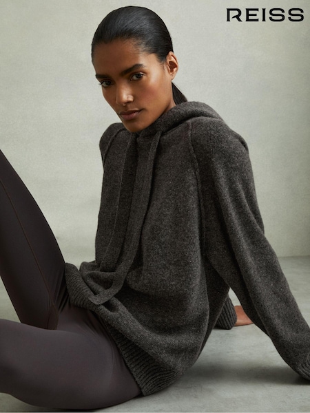 Темно-серый - Reiss Charlie Wool-Cashmere Drawstring Hoodie (E86661) | €241