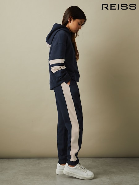 Reiss Navy Cara 4-9 yrs Cotton Blend Colourblock Hoodie and Joggers Set (E86668) | AED468