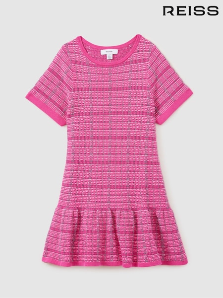Reiss Pink Shona 9-14 yrs Cotton Blend Checked Smocked Dress (E86674) | €45