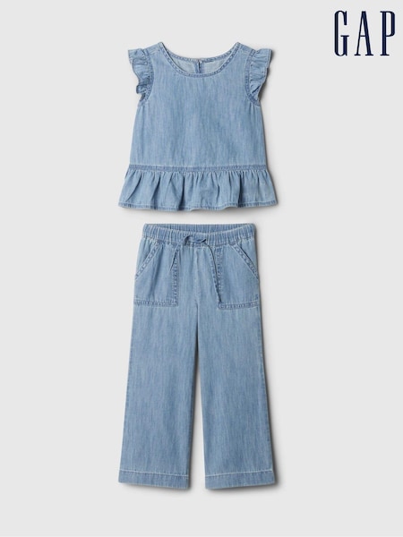 Gap Blue Denim Ruffle Top and Trouser Set (6mths-5yrs) (E86736) | €23