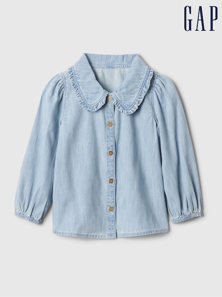 Gap Blue Denim Ruffle Collar Shirt (6mths-5yrs) (E86740) | €26