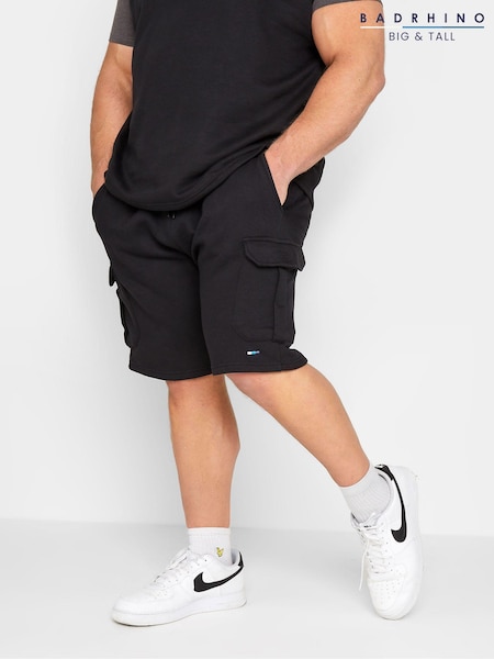 BadRhino Big & Tall Black 100% Cotton Essential Cargo Jogger Shorts (E86751) | €37