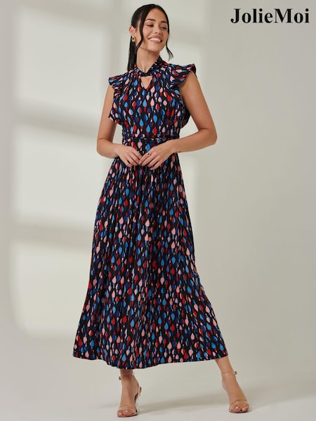 Jolie Moi Funnel Neck Ruched Waistband Maxi Dress (E86771) | €38