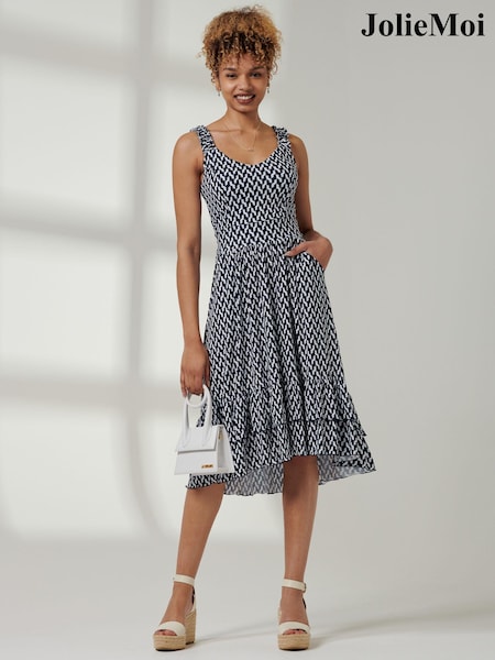 Jolie Moi Blue Ruffle Hem Strappy Sundress (E86773) | 136 QAR