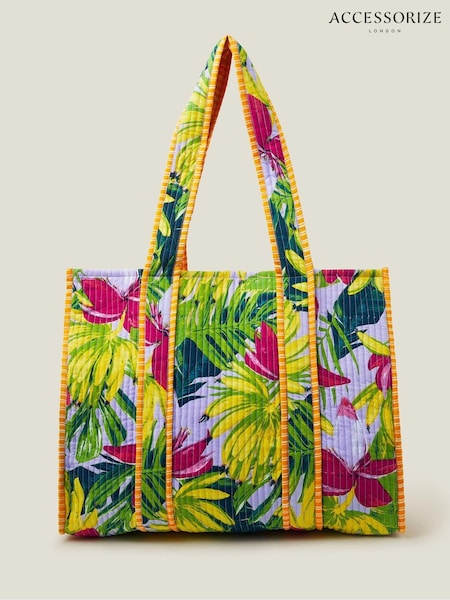 Accessorize Banana Print Quilted 100% Cotton Tote (E86815) | 182 LEI