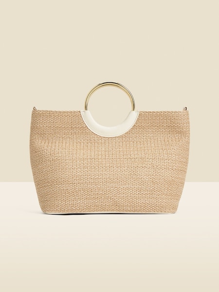 Sosandar Hoop Handle Raffia Tote Bag (E86913) | kr950