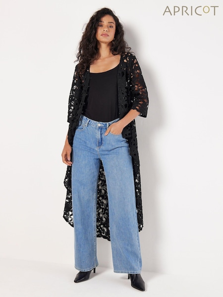 Apricot Black Guipure Extreme Top Cardigan (E86937) | €62
