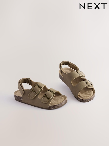 Neutral Wide Fit (G) Double Buckle Cushioned Footbed Sandals (E86966) | €24 - €32