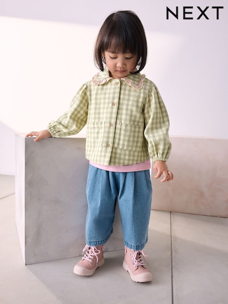 Green Gingham Shirt & Denim Trousers Set (3mths-7yrs) (E86971) | R$ 275 - R$ 315
