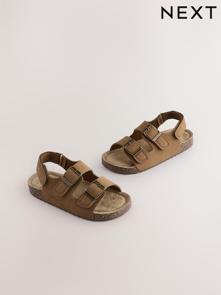 Tan Brown Wide Fit (G) Touch Fastening Corkbed Sandals (E86974) | €25 - €33