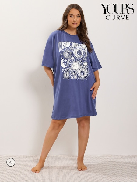 Blue - Yours Curve Sleep T-shirt Nightdress