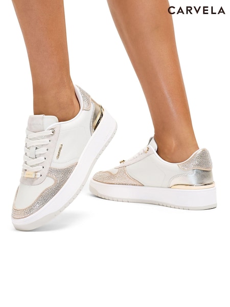Carvela Charm Embellished White Trainers (E87052) | AED434