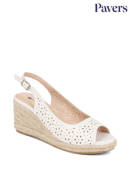 Pavers White Espadrille Wedge Sandals (E87061) | ₪201