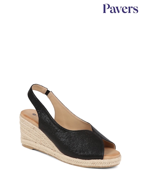Pavers Black Slip-On Espadrilles (E87063) | €57