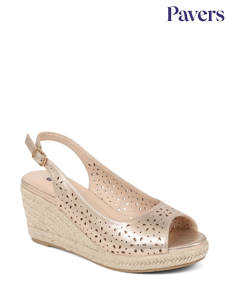 Pavers Gold Espadrille Wedge Sandals (E87064) | ₪201