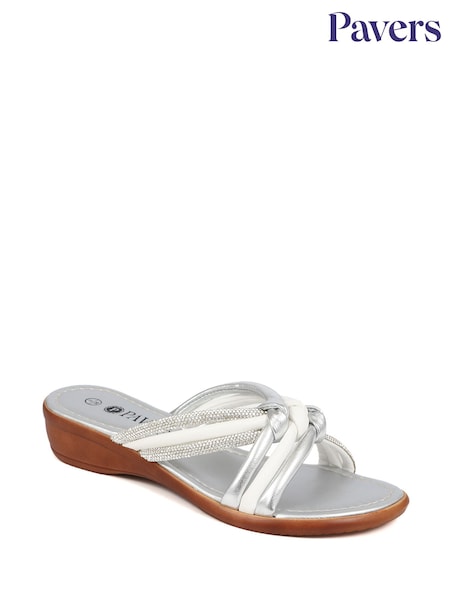 Pavers Silver Slip-On Mule Sandals (E87067) | €51