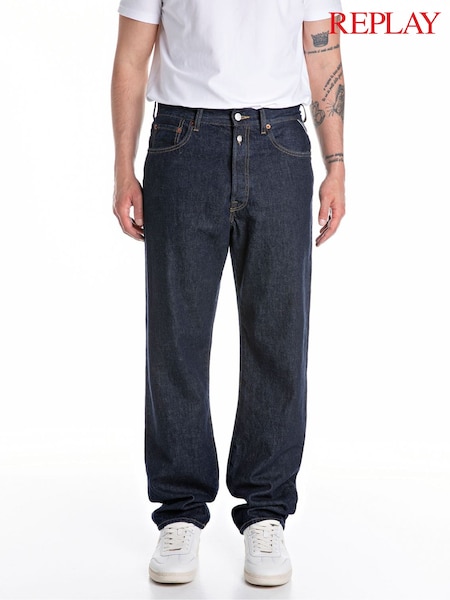 Replay Dark Rinse 9Zero1 Collection Regular Straight Jeans (E87174) | AED932