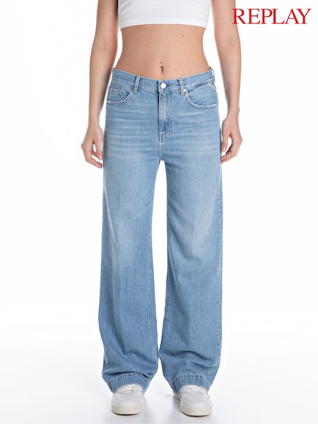 Replay Blue Melja Relaxed Straight Fit Jeans (E87198) | $257