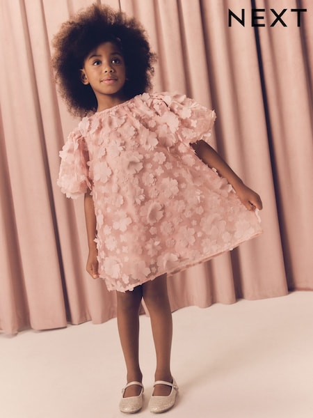 Розовый - 3D Floral Occasion Dress (3-16yrs) (E87248) | €48 - €57