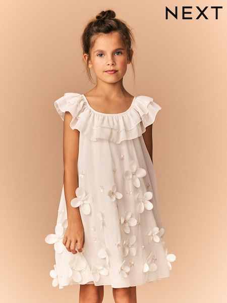 Cream Embellished Occasion Dress (3-16yrs) (E87251) | 247 QAR - 277 QAR
