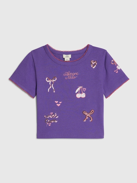 Purple - River Island Sequin Embroidered Baby T-shirt