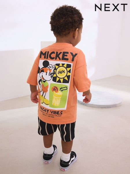 برتقالي - Mickey Mouse T-Shirt & Shorts Set (3mths-8yrs) (E87455) | ‏84 ر.ق. - ‏104 ر.ق.