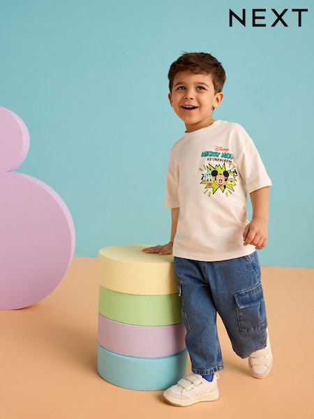 White Mickey Mouse Short Sleeve T-Shirt (3mths-8yrs) (E87456) | 49 QAR - 59 QAR