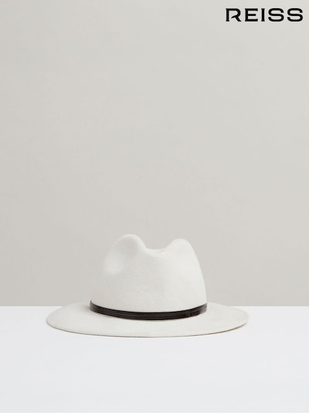 Reiss Ivory Anne Wool Felt Leather Band Fedora (E87471) | €95