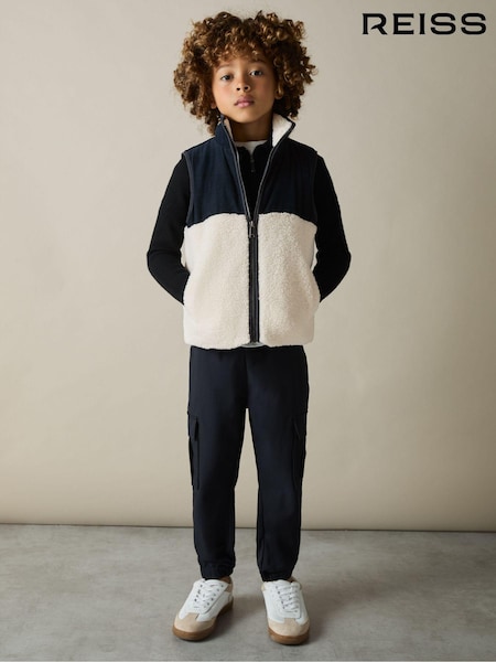 Reiss Navy/White Dutton 3-9 yrs Cotton-Corduroy and Fleece Gilet (E87473) | €88