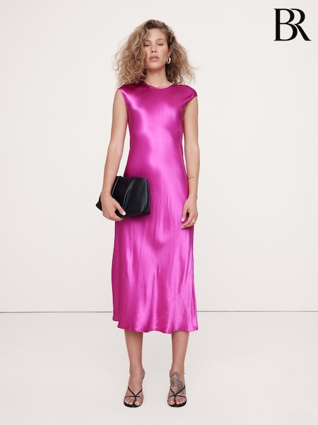 Banana Republic Pink Bias-Cut Satin Midi Dress (E87500) | €55