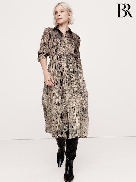 Banana Republic Brown Oversized Snake Print Midi Dress (E87502) | €106
