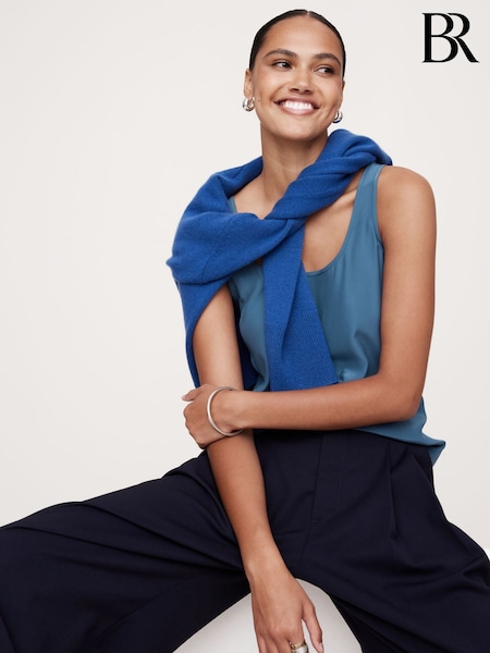 Banana Republic Blue 100% Silk Sleeveless Vest Top (E87521) | €43