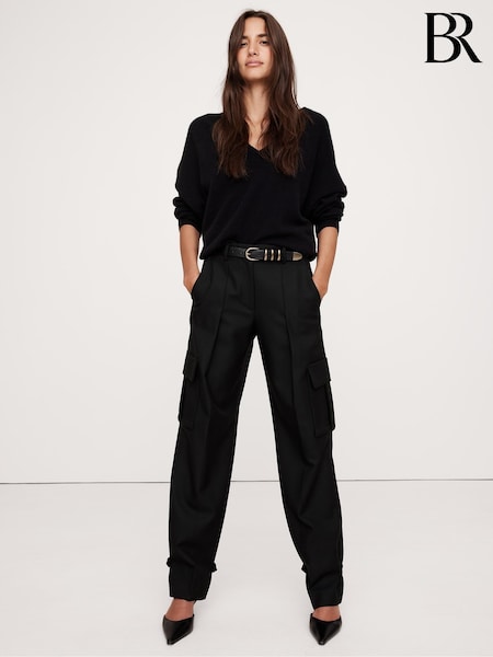 Banana Republic Black Lido Italian Wool Cargo Trousers (E87534) | €117