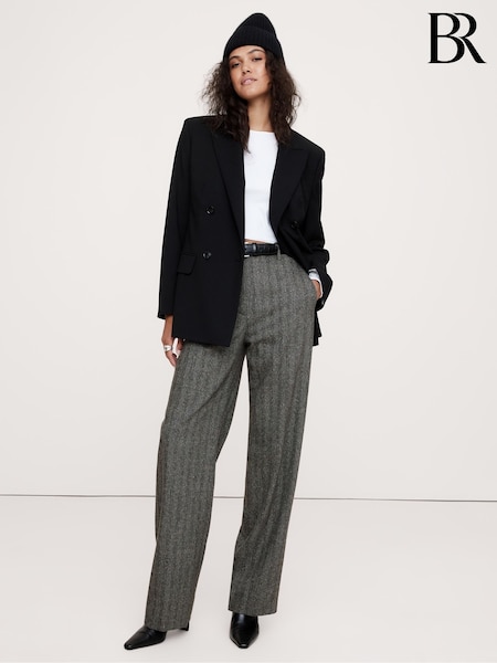 Banana Republic Grey High Wasited Modern Straight Herringbone Trousers (E87535) | €90