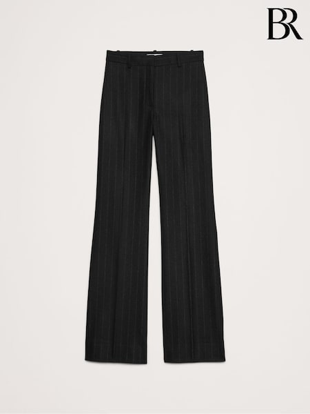 Banana Republic Black High Waisted Wide Leg Pinstripe Flare Trousers (E87537) | €97