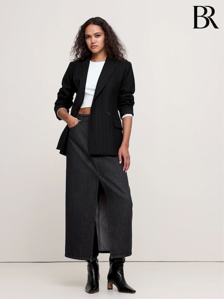 Banana Republic Black Hourglass Italian Flannel Blazer (E87540) | €156