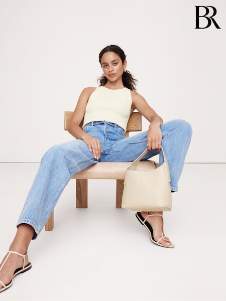 Banana Republic White Cece Sculpted Ribbed Top (E87545) | €85