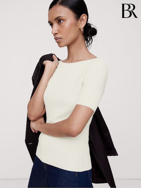 Banana Republic White Cece Sculpted Ribbed Tank Top (E87549) | €106