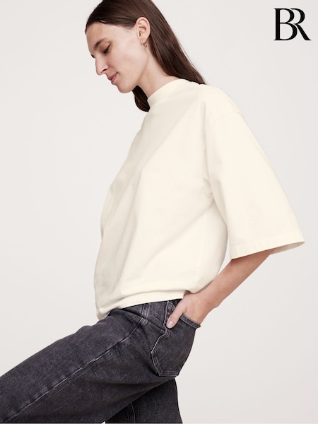 Banana Republic White Heavyweight Cotton Boxy T-Shirt (E87560) | €19.50