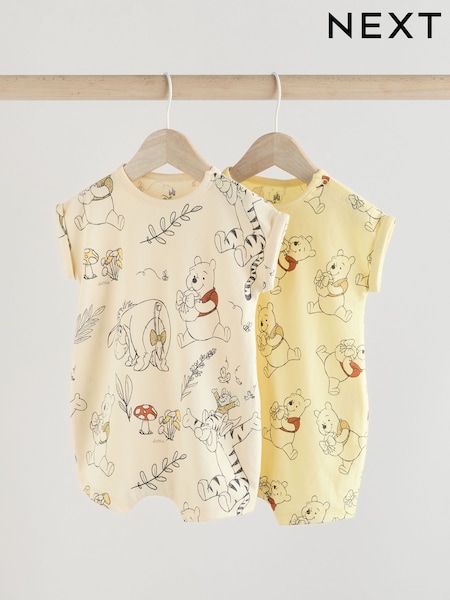 Yellow/White Baby Winnie The Pooh Rompers 2 Pack (0mths-3yrs) (E87576) | €24 - €30