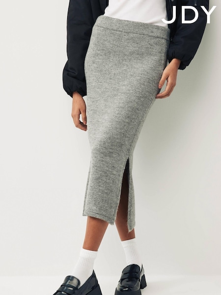 JDY Grey Knitted Midi Skirt (E87720) | ₪126