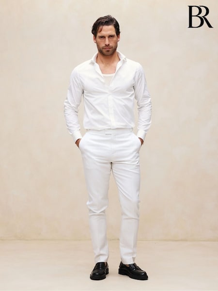 Banana Republic White Slim Poplin Tuxedo Shirt (E87785) | €105