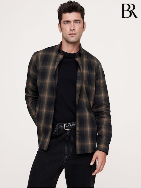 Banana Republic Brown Cotton Flannel Long Sleeve Shirt (E87791) | €48