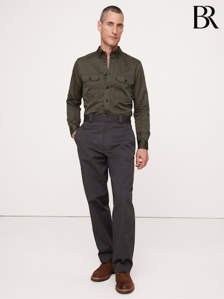 Banana Republic Green Cotton Linen Utility Shirt (E87794) | €48