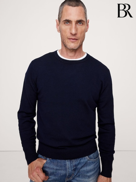 Banana Republic Navy/Blue Italian Merino Crew-Neck Jumper (E87819) | €92