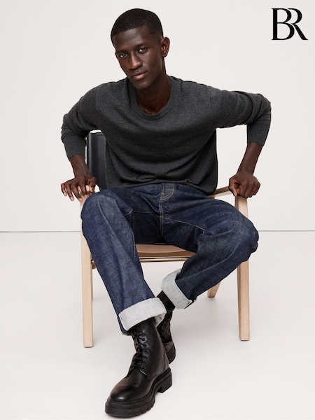 Banana Republic Grey Italian Merino Crew-Neck Jumper (E87820) | €114
