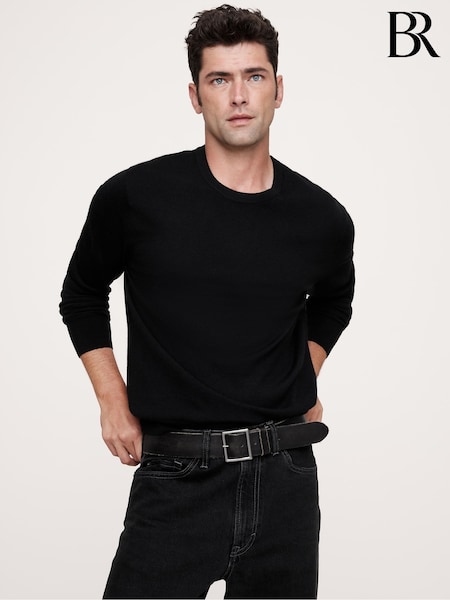 Banana Republic Black Italian Merino Crew-Neck Jumper (E87821) | €100