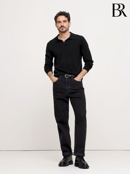 Banana Republic Black Merino Wool Italian Jumper Polo (E87832) | €129